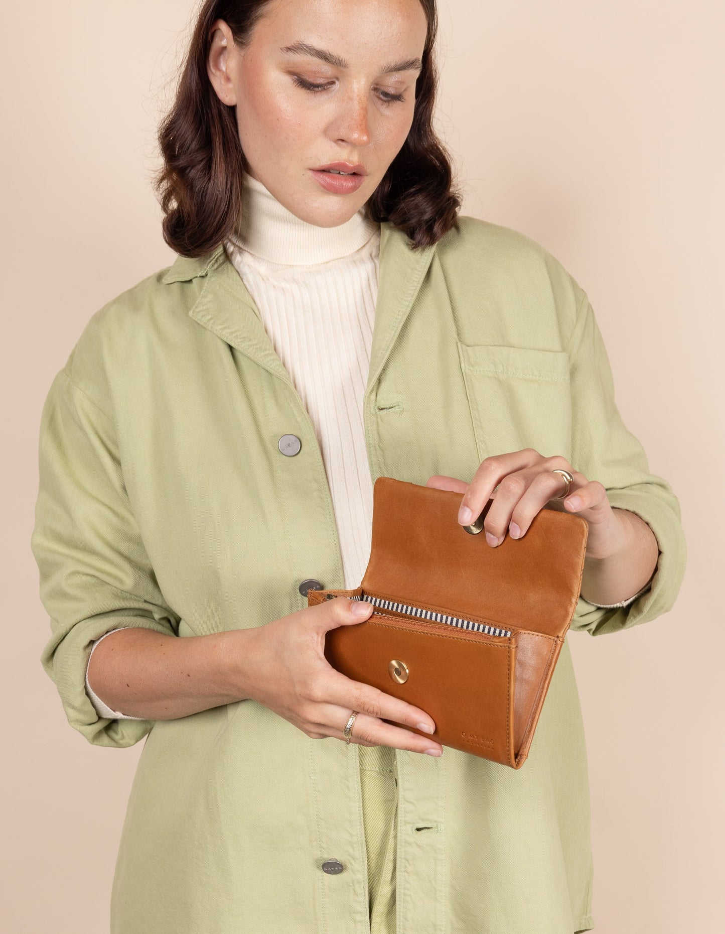 omybag - PAU'S POUCH Cognac Woven Classic Leather - WERTE FREUNDE