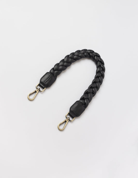O MY BAG - BRAIDED SHOULDER STRAP Black Soft Grain Leather - WERTE FREUNDE