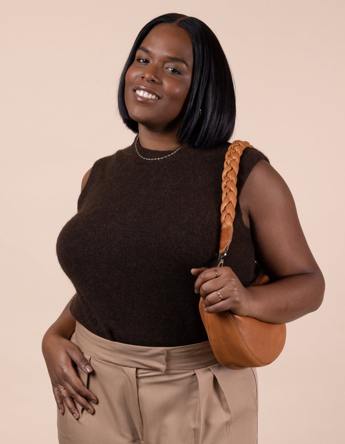 O MY BAG - BRAIDED SHOULDER STRAP Wild Oak Soft Grain Leather - WERTE FREUNDE