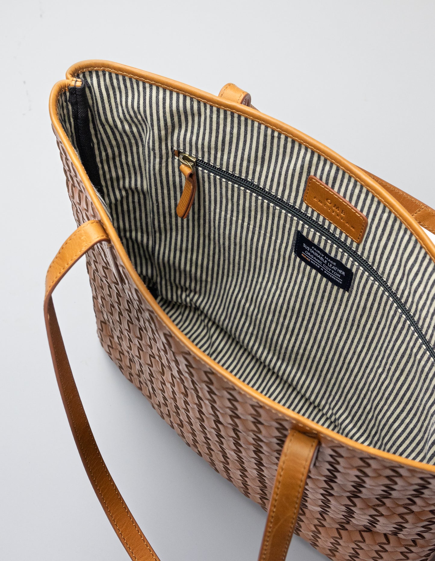 O MY BAG - Georgia Cognac woven classic leather - WERTE FREUNDE