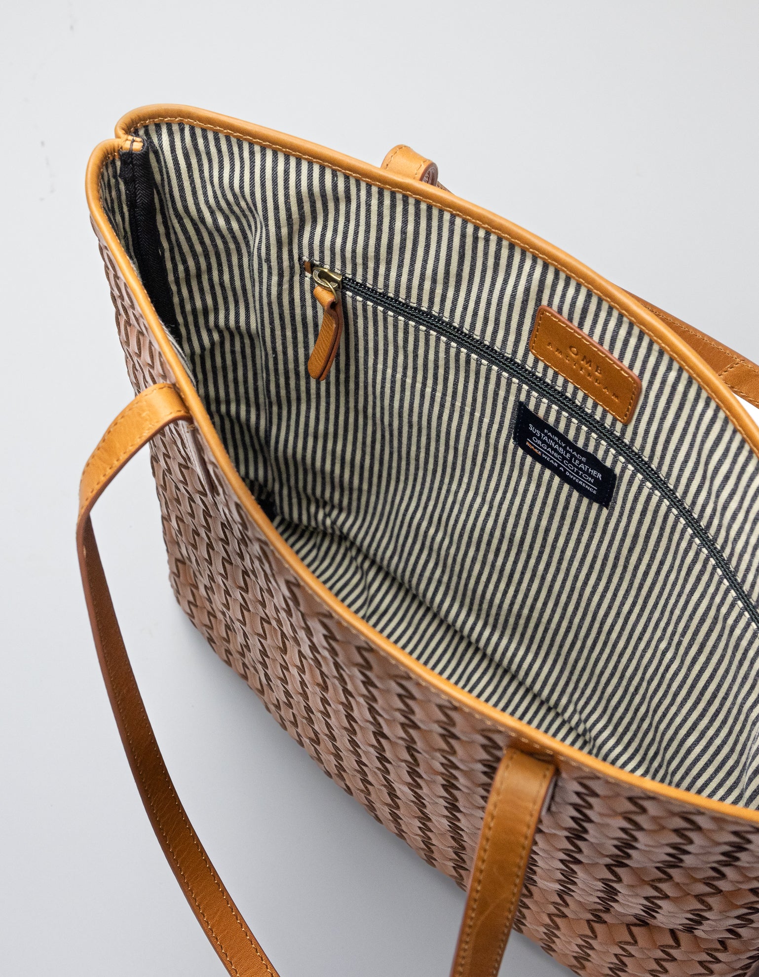 O MY BAG - Georgia Cognac woven classic leather - WERTE FREUNDE