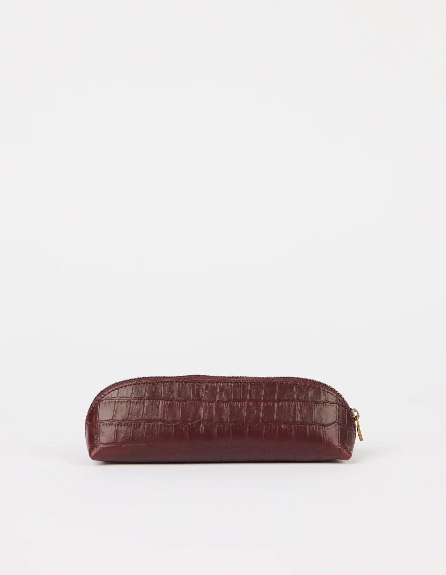 O MY BAG - Pencil Case Large - Dark Cherry Croco Leather - WERTE FREUNDE