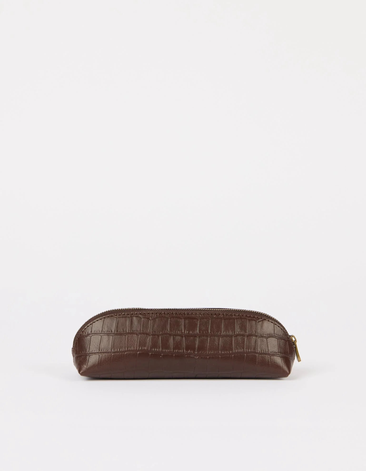 O MY BAG - Pencil Case Small - Chocolate Croco Leather - WERTE FREUNDE