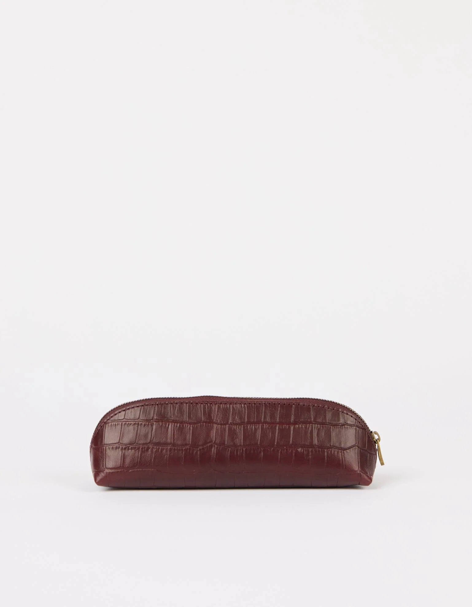 O MY BAG - Pencil Case Small - Dark Cherry Croco Leather - WERTE FREUNDE