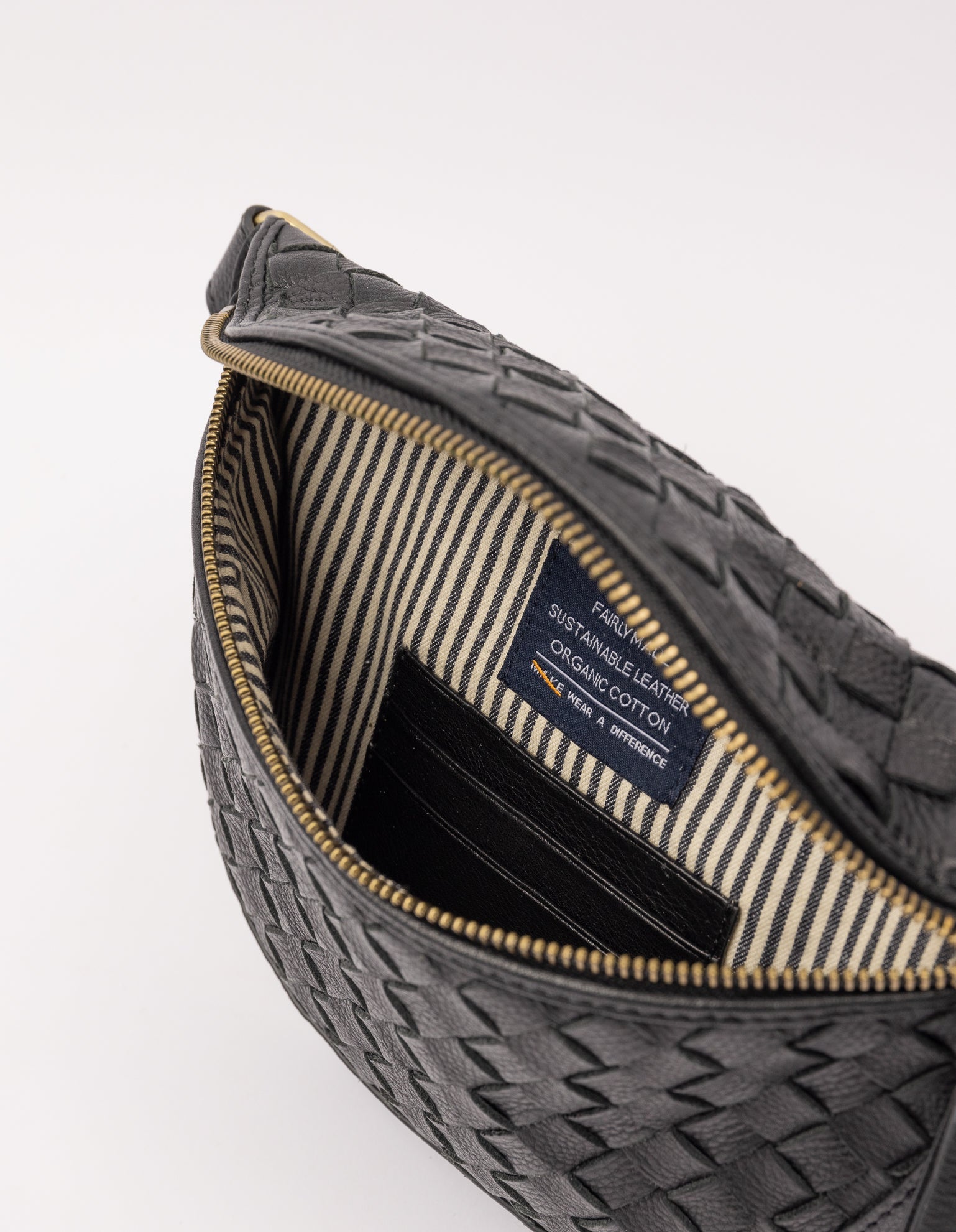 O MY BAG - RAY BUMBAG Black Woven Soft Grain Leather - WERTE FREUNDE