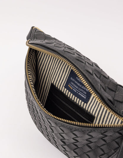 O MY BAG - RAY BUMBAG Black Woven Soft Grain Leather - WERTE FREUNDE