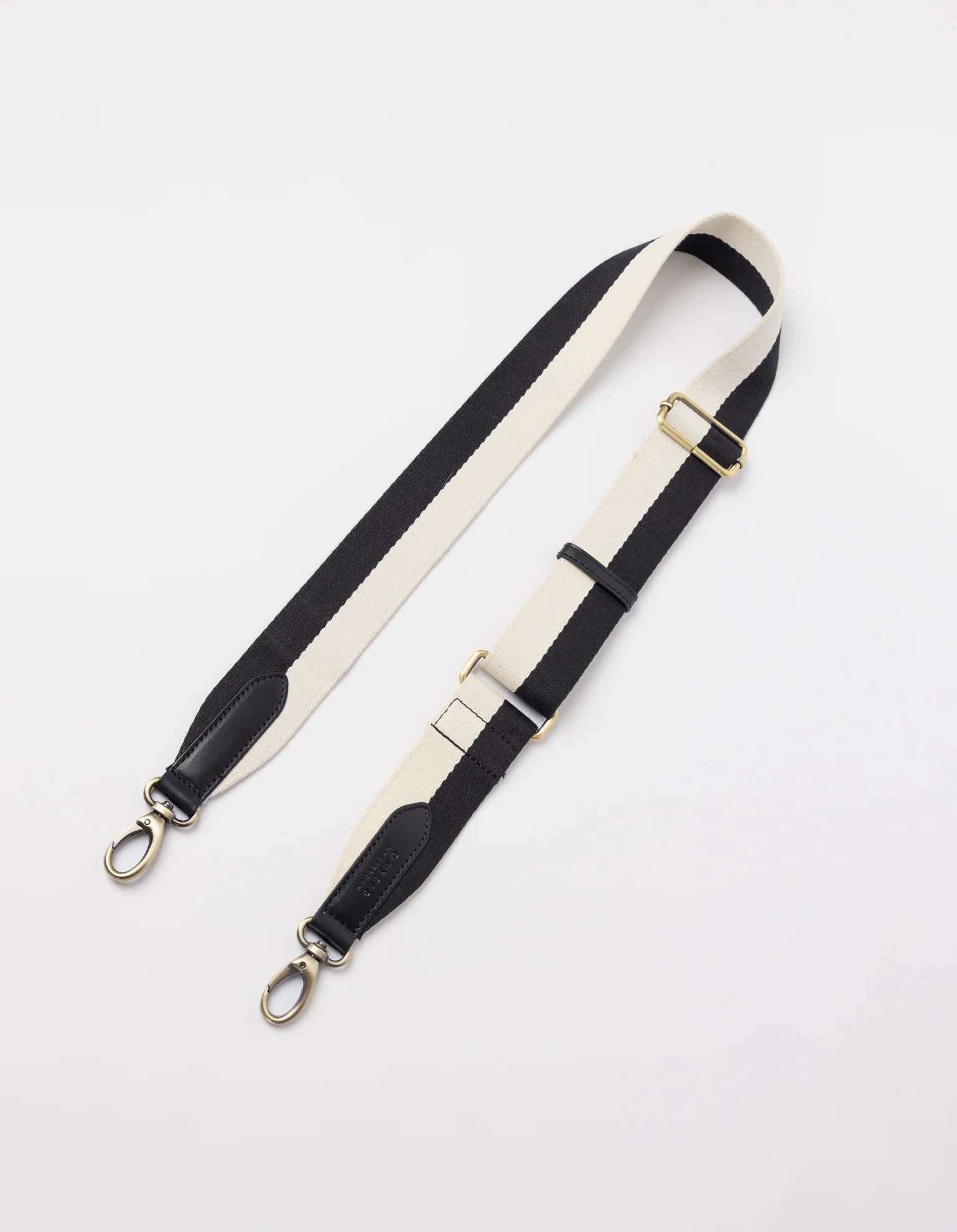 O MY BAG - STRIPED WEBBING STRAP Black / White / Black Classic Leather - WERTE FREUNDE