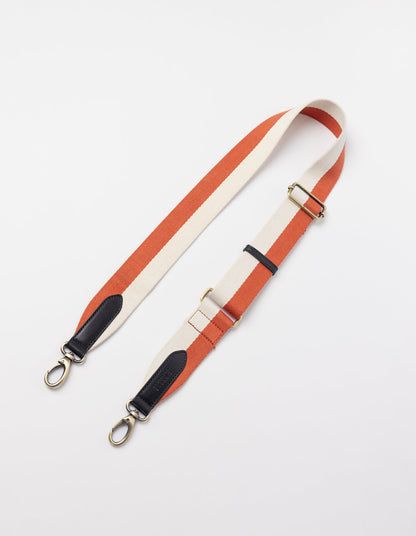 O MY BAG - STRIPED WEBBING STRAP Copper / White / Black Classic Leather - WERTE FREUNDE
