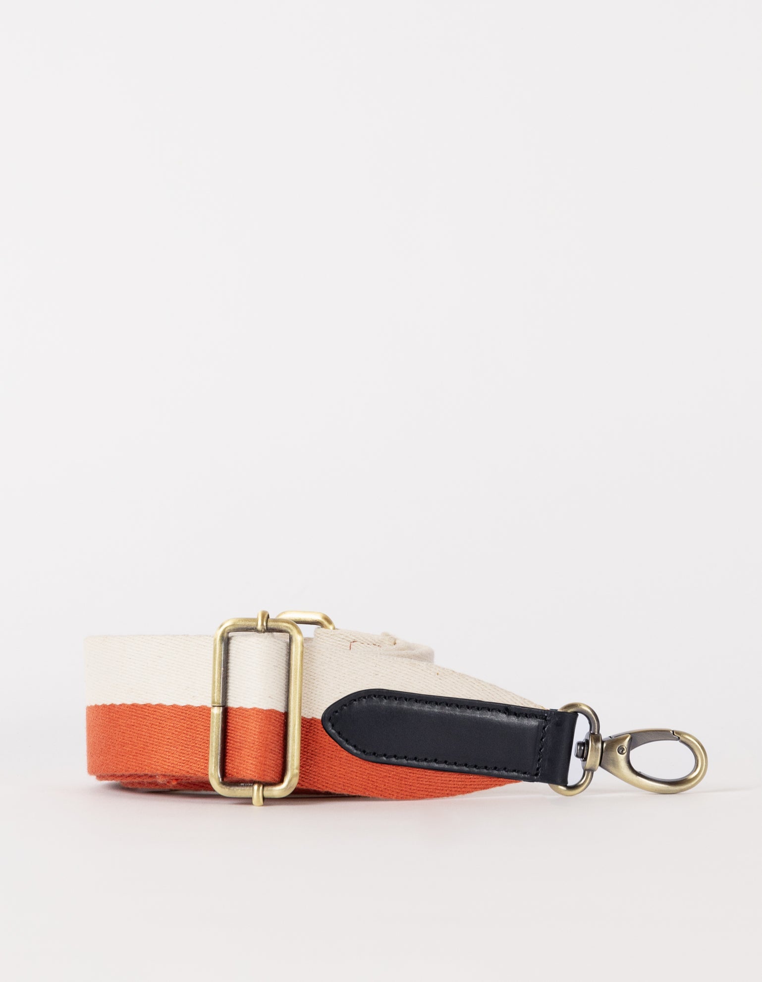 O MY BAG - STRIPED WEBBING STRAP Copper / White / Black Classic Leather - WERTE FREUNDE