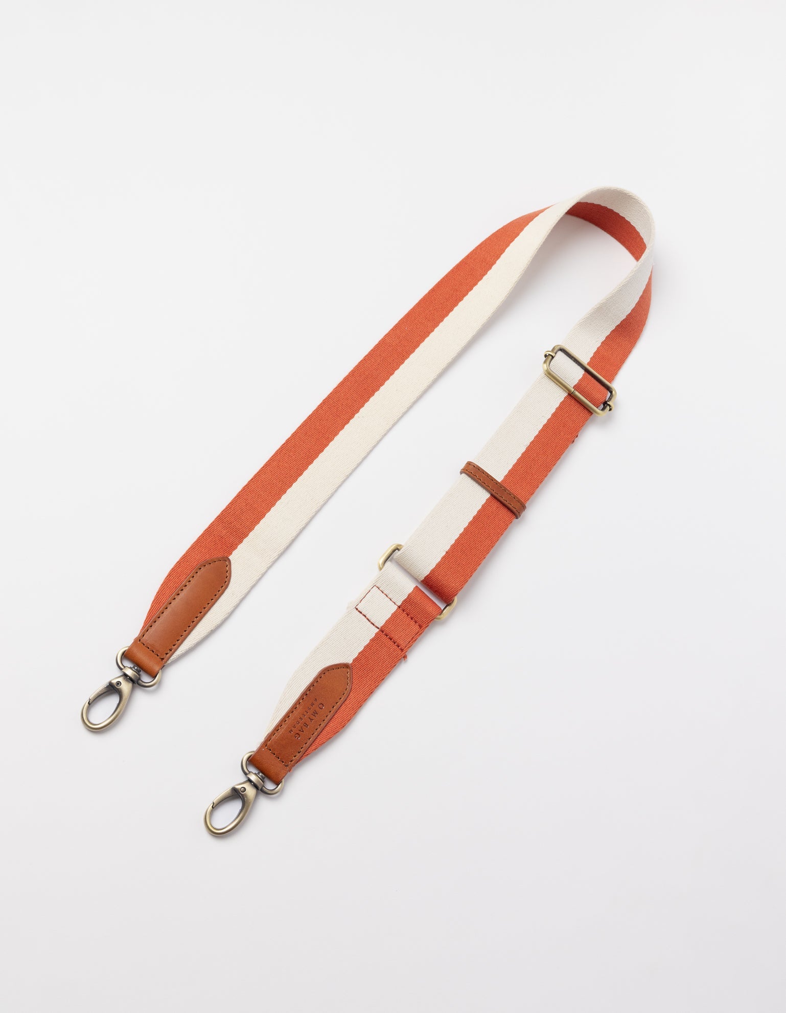 O MY BAG - STRIPED WEBBING STRAP Copper / White / Cognac Classic Leather - WERTE FREUNDE