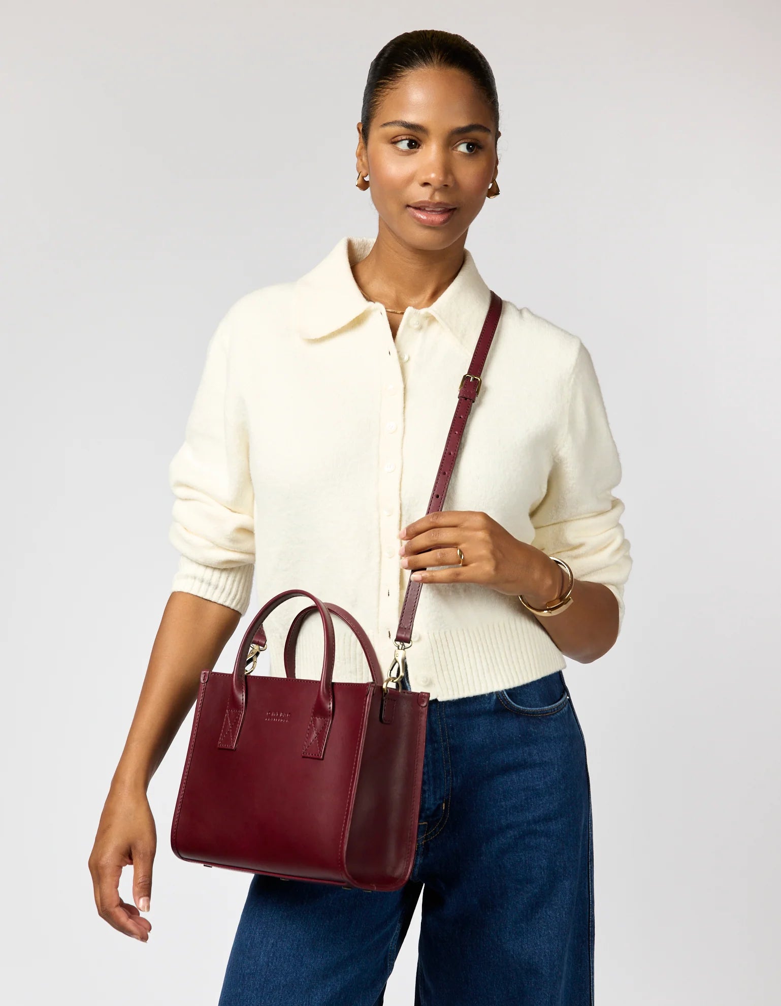 O MY BAG - Jackie Midi - Dark Cherry Classic Leather - WERTE FREUNDE
