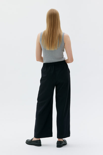 MASKA - Gala - Elastic waist wool trousers Dark blue