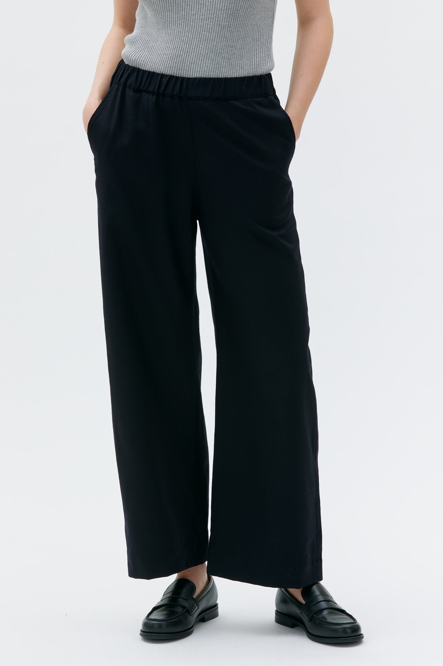 MASKA - Gala - Elastic waist wool trousers Dark blue