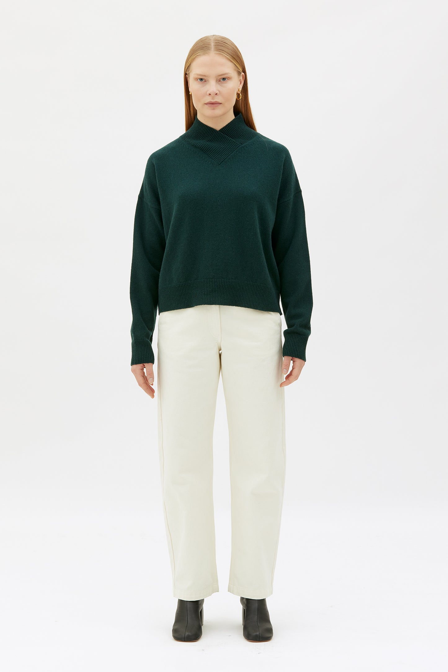 MASKA - Runo - Wrap neck sweater Dark green