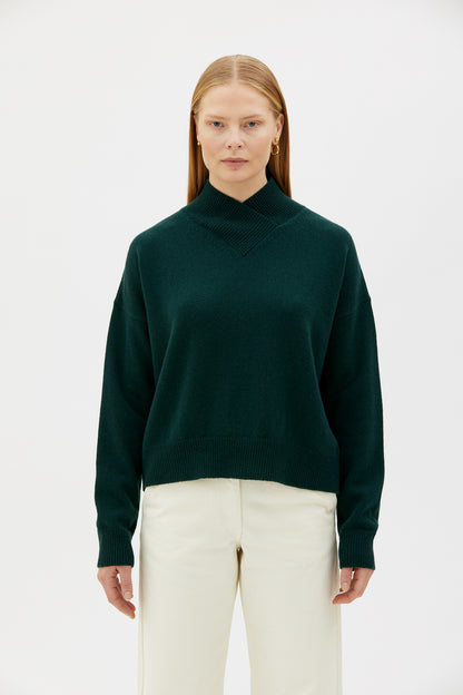 MASKA - Runo - Wrap neck sweater Dark green