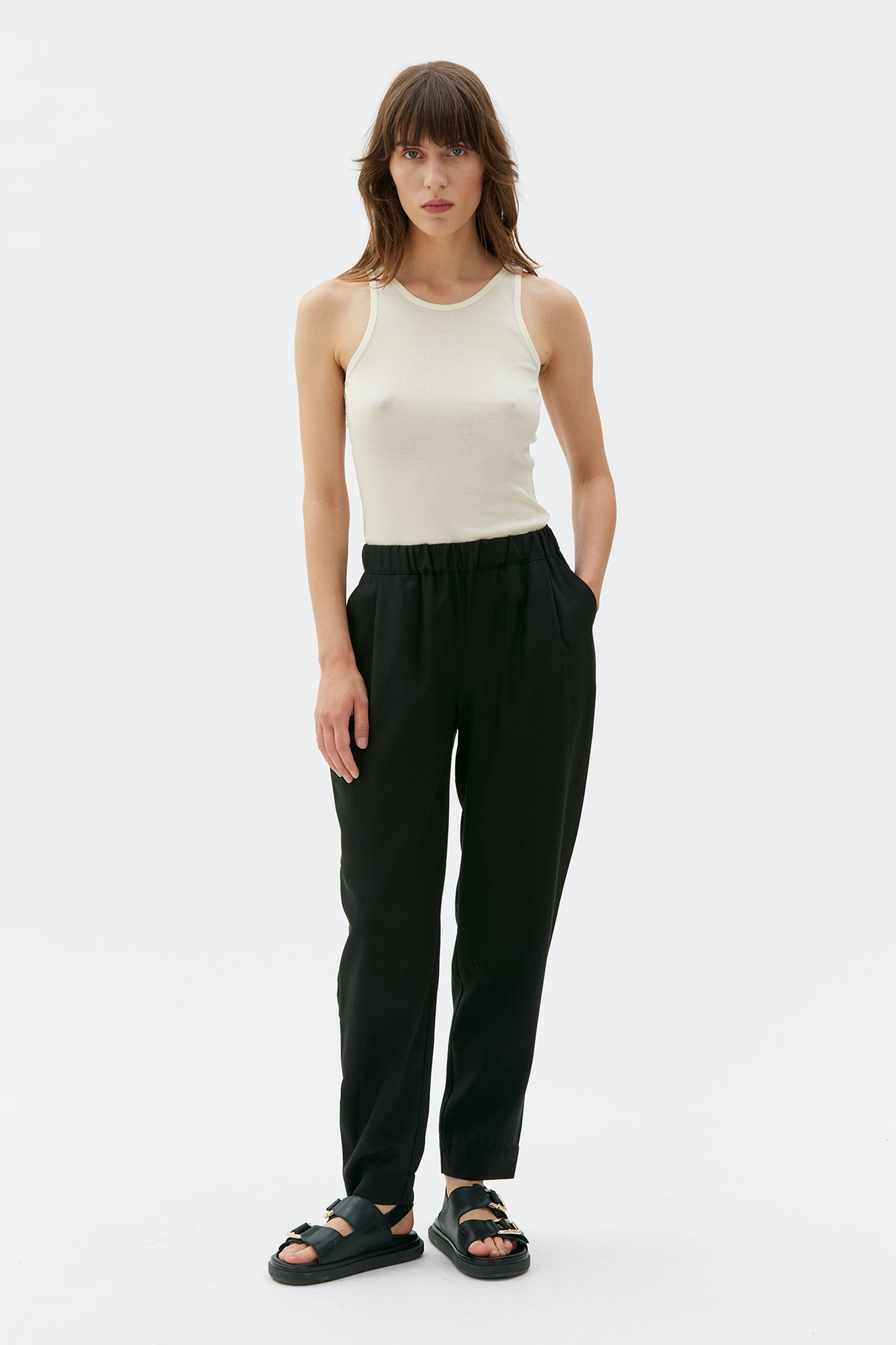 MASKA - Jira - Elastic tencel pants Black