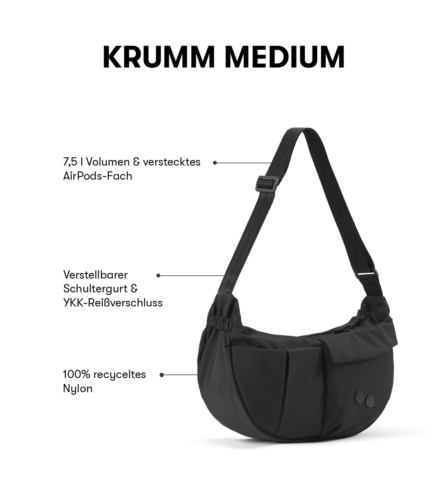 pinqponq - KRUMM Medium Shoulderbags Crinkle Black - WERTE FREUNDE