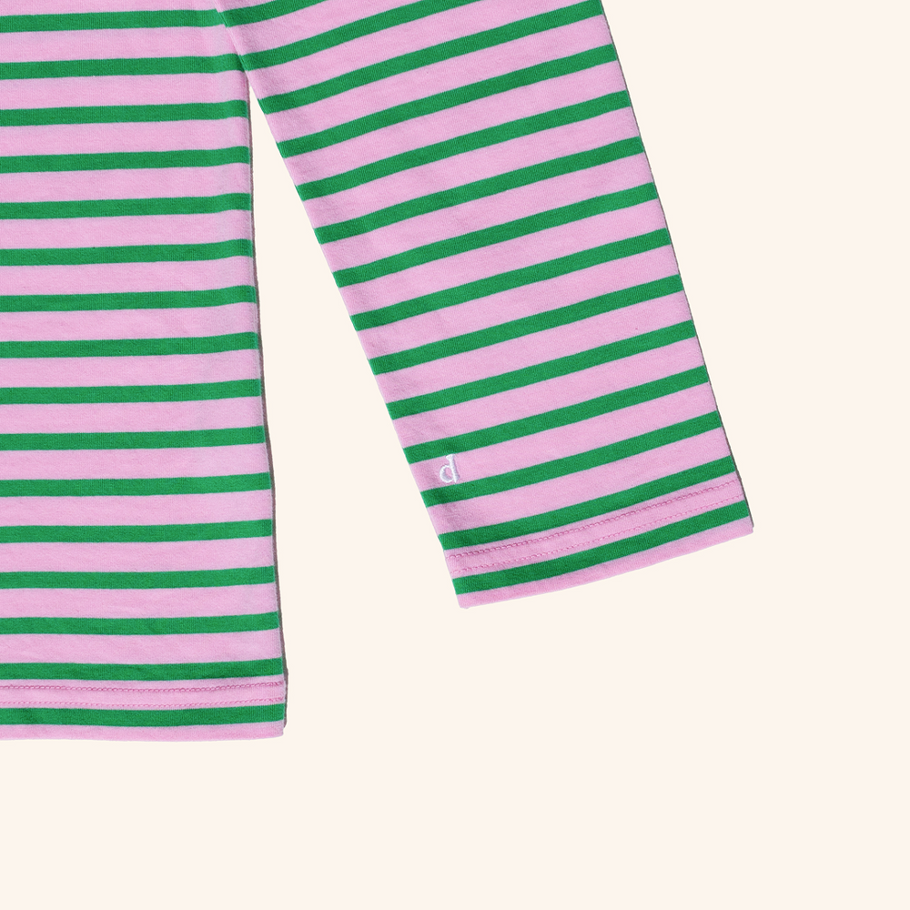 popeia - Langarmshirt Gestreift Pink/Grün - WERTE FREUNDE