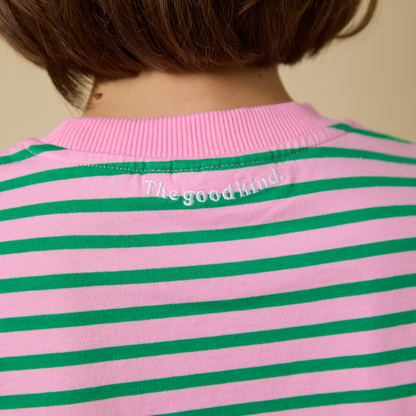 popeia - Langarmshirt Gestreift Pink/Grün - WERTE FREUNDE