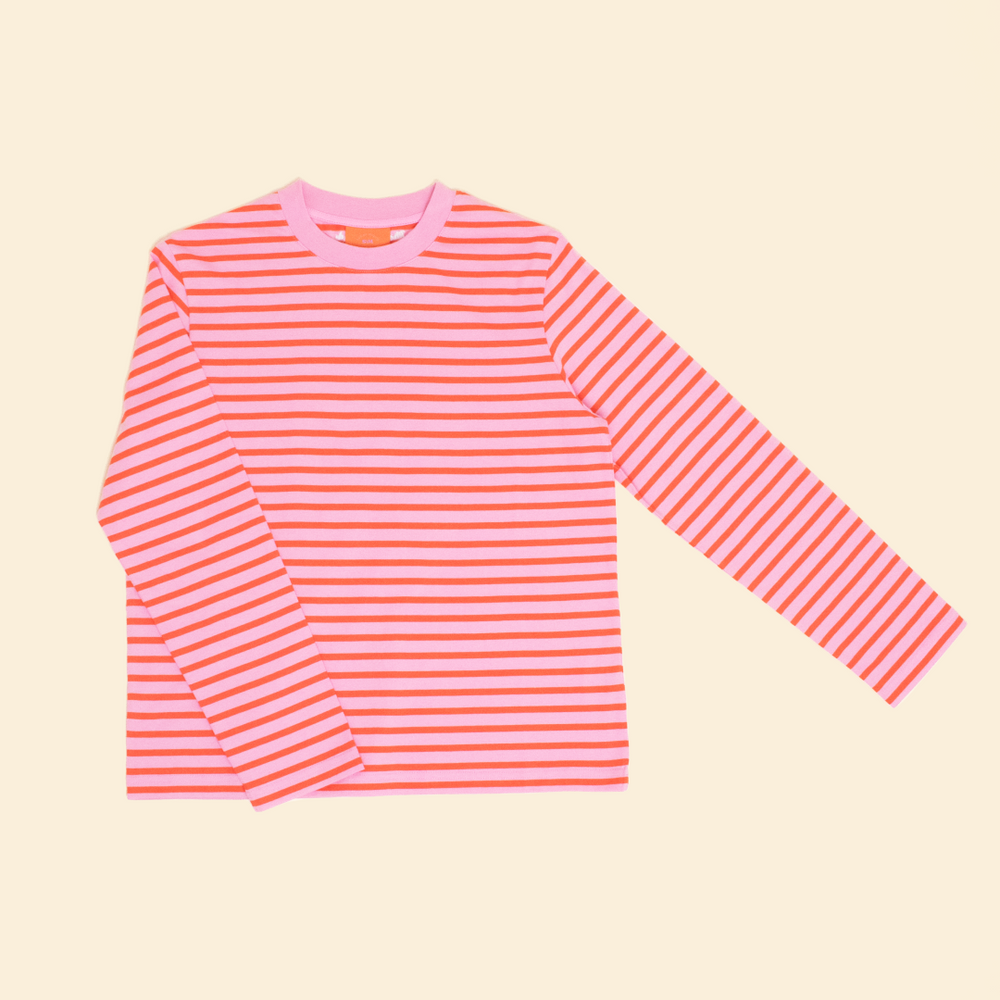 popeia - Langarmshirt Gestreift Pink/Rot - WERTE FREUNDE