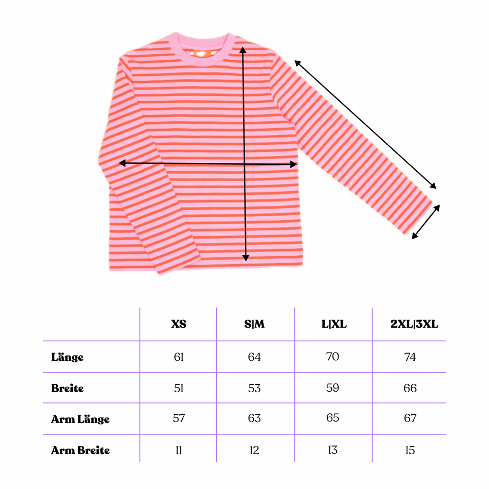 popeia - Langarmshirt Gestreift Pink/Rot - WERTE FREUNDE