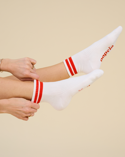 popeia - The Tennis - Ankle Socken Rote Streifen - WERTE FREUNDE
