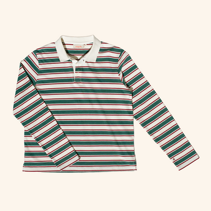 popeia - Poloshirt Gestreift Dunkelgrün/Bordeaux - WERTE FREUNDE