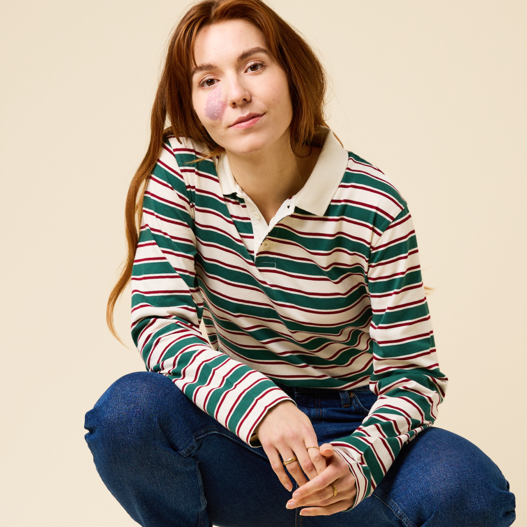 popeia - Poloshirt Gestreift Dunkelgrün/Bordeaux - WERTE FREUNDE