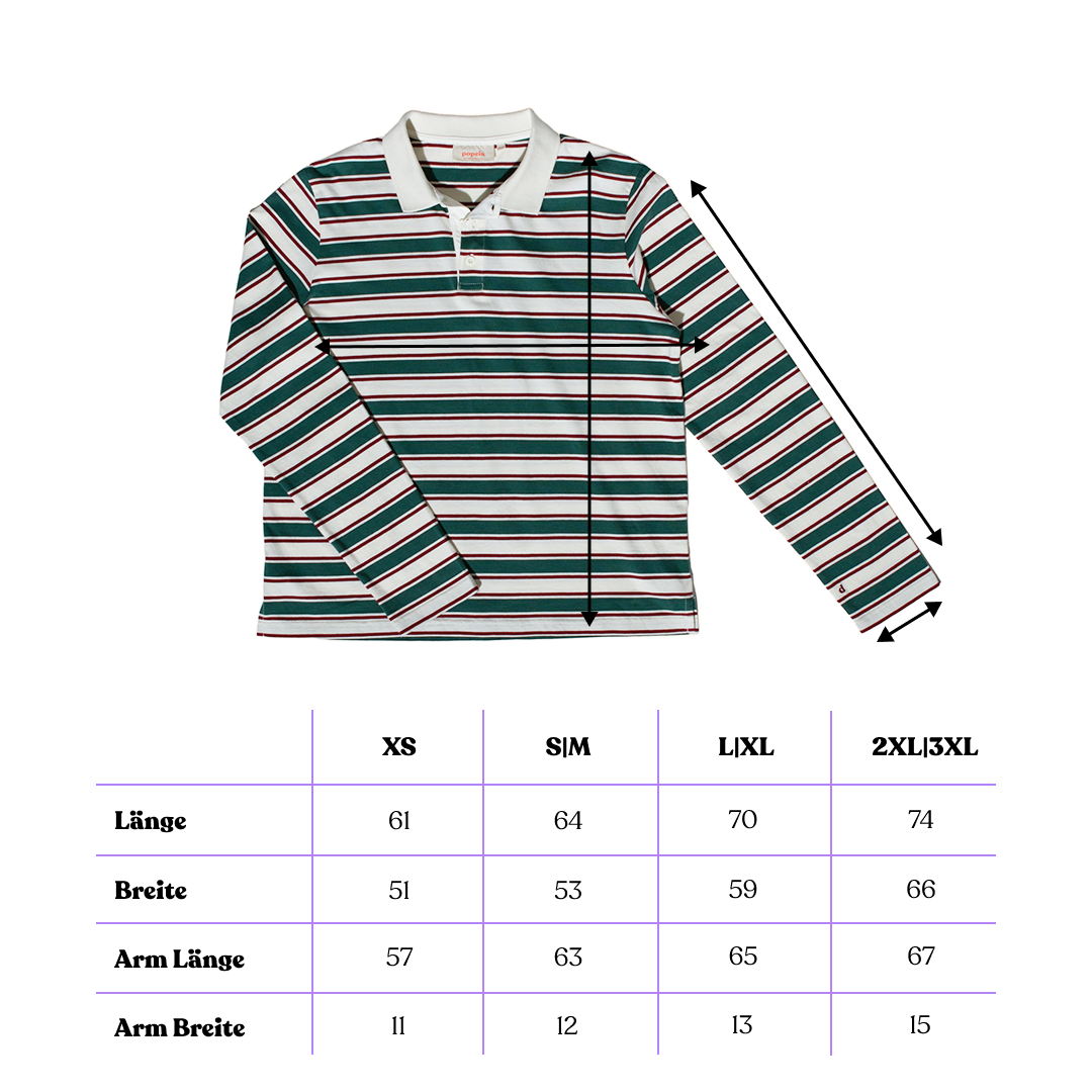 popeia - Poloshirt Gestreift Dunkelgrün/Bordeaux - WERTE FREUNDE