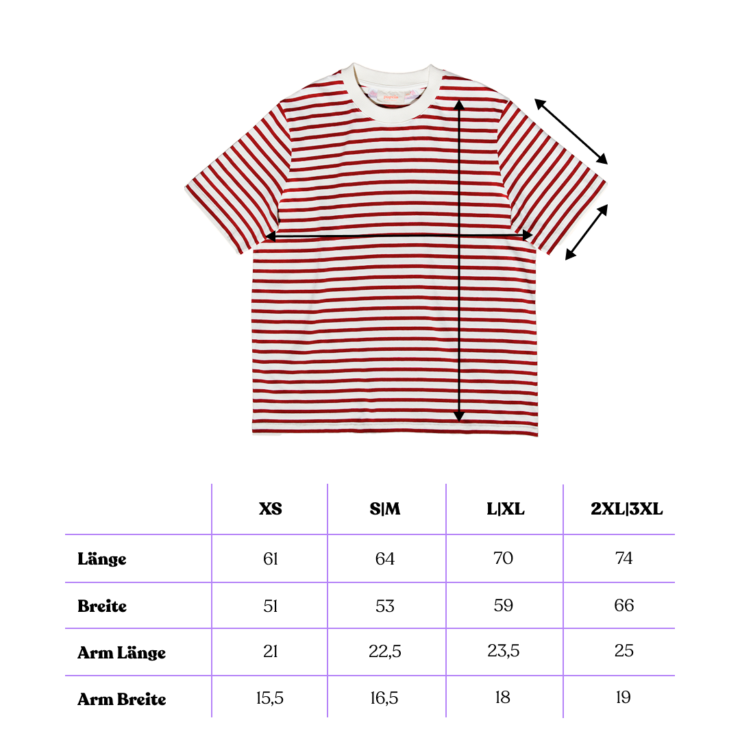 popeia - T-Shirt Gestreift Bordeaux/Off-White - WERTE FREUNDE