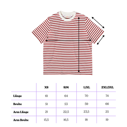 popeia - T-Shirt Gestreift Bordeaux/Off-White - WERTE FREUNDE