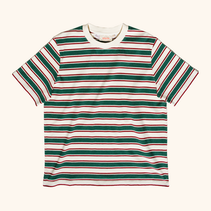 popeia - T-Shirt Gestreift Dunkelgrün/Bordeaux - WERTE FREUNDE