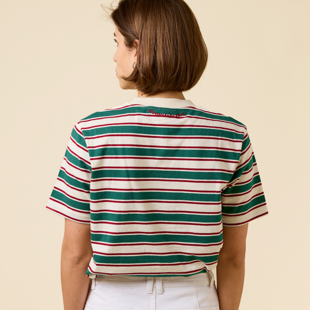 popeia - T-Shirt Gestreift Dunkelgrün/Bordeaux - WERTE FREUNDE