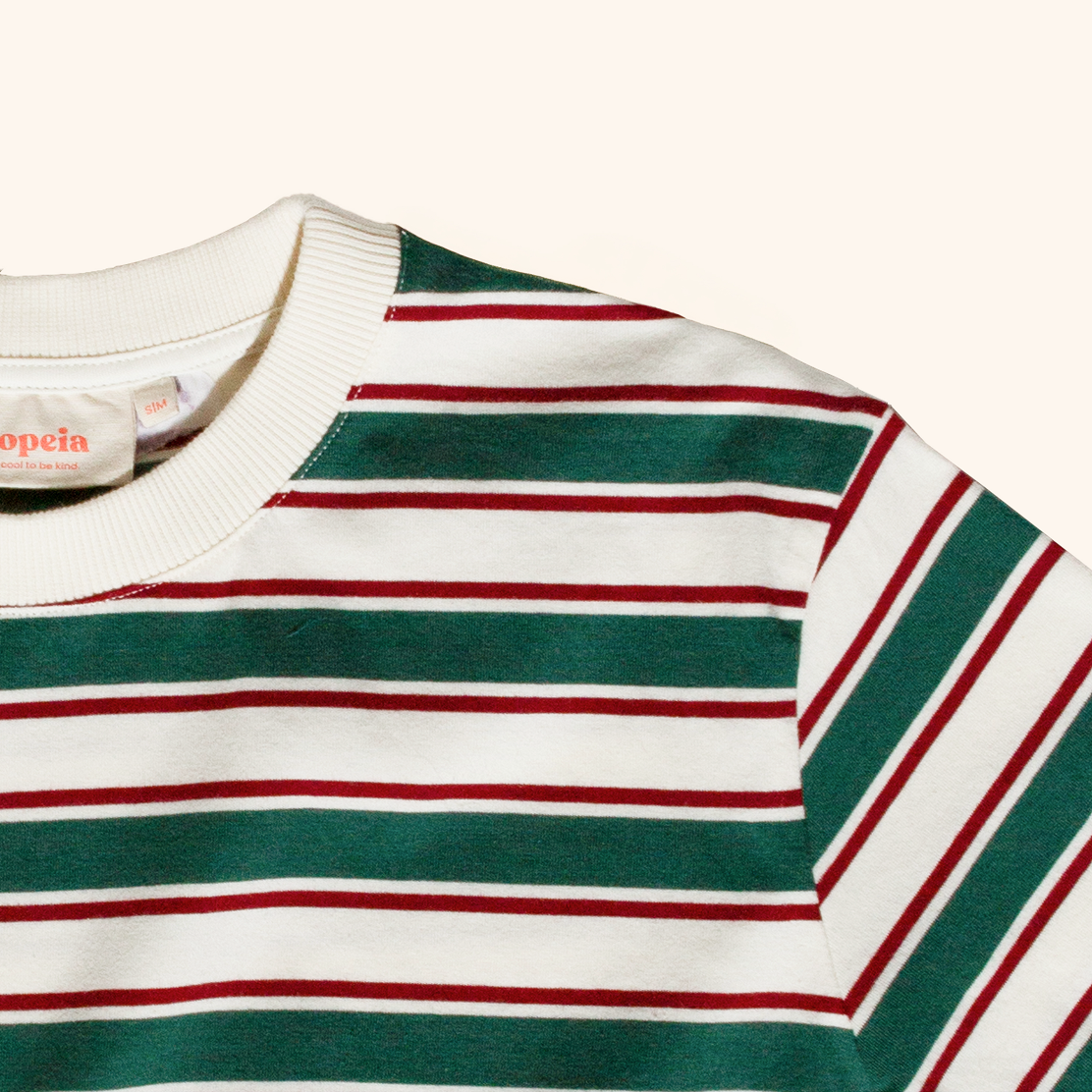 popeia - T-Shirt Gestreift Dunkelgrün/Bordeaux - WERTE FREUNDE