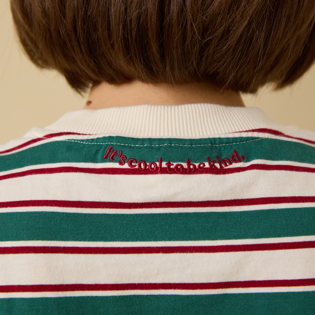 popeia - T-Shirt Gestreift Dunkelgrün/Bordeaux - WERTE FREUNDE