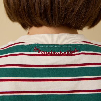 popeia - T-Shirt Gestreift Dunkelgrün/Bordeaux - WERTE FREUNDE