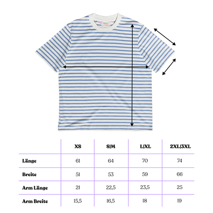 popeia - T-Shirt Gestreift Eisblau/Off-White - WERTE FREUNDE