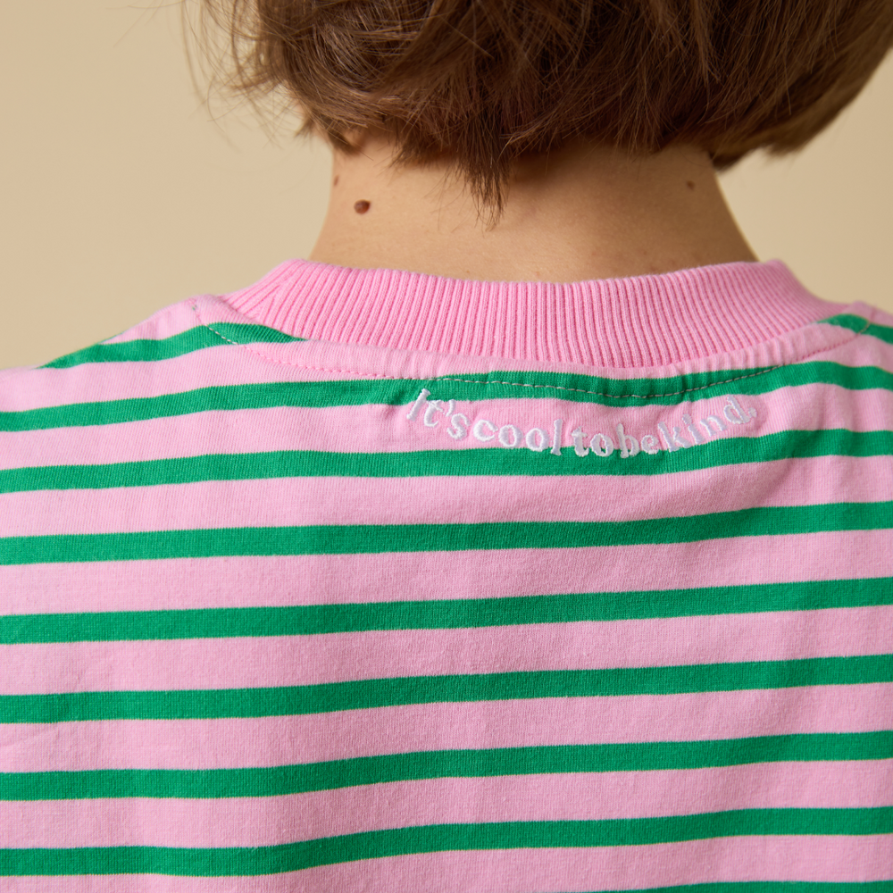 popeia - T-Shirt Gestreift Pink/Grün - WERTE FREUNDE