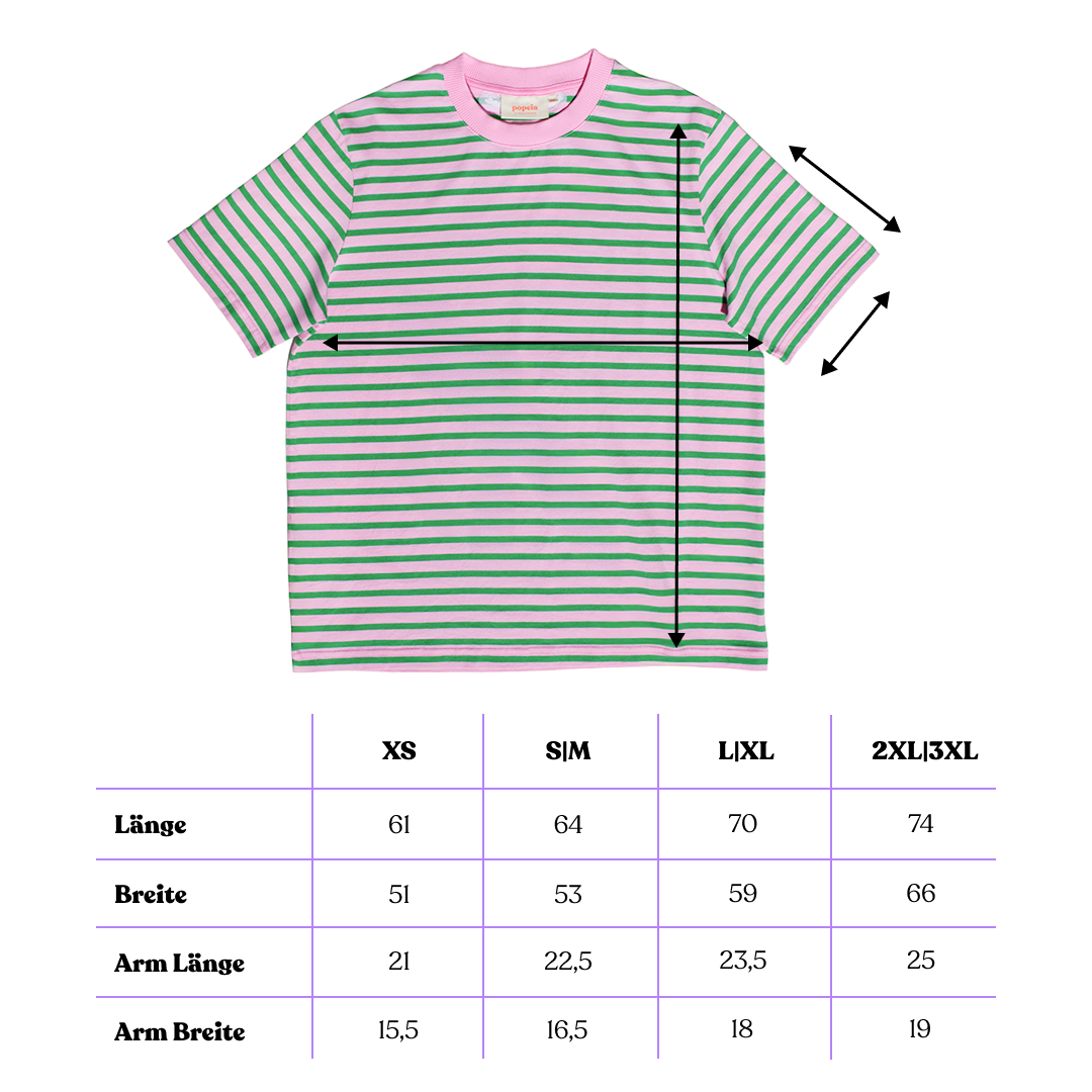 popeia - T-Shirt Gestreift Pink/Grün - WERTE FREUNDE