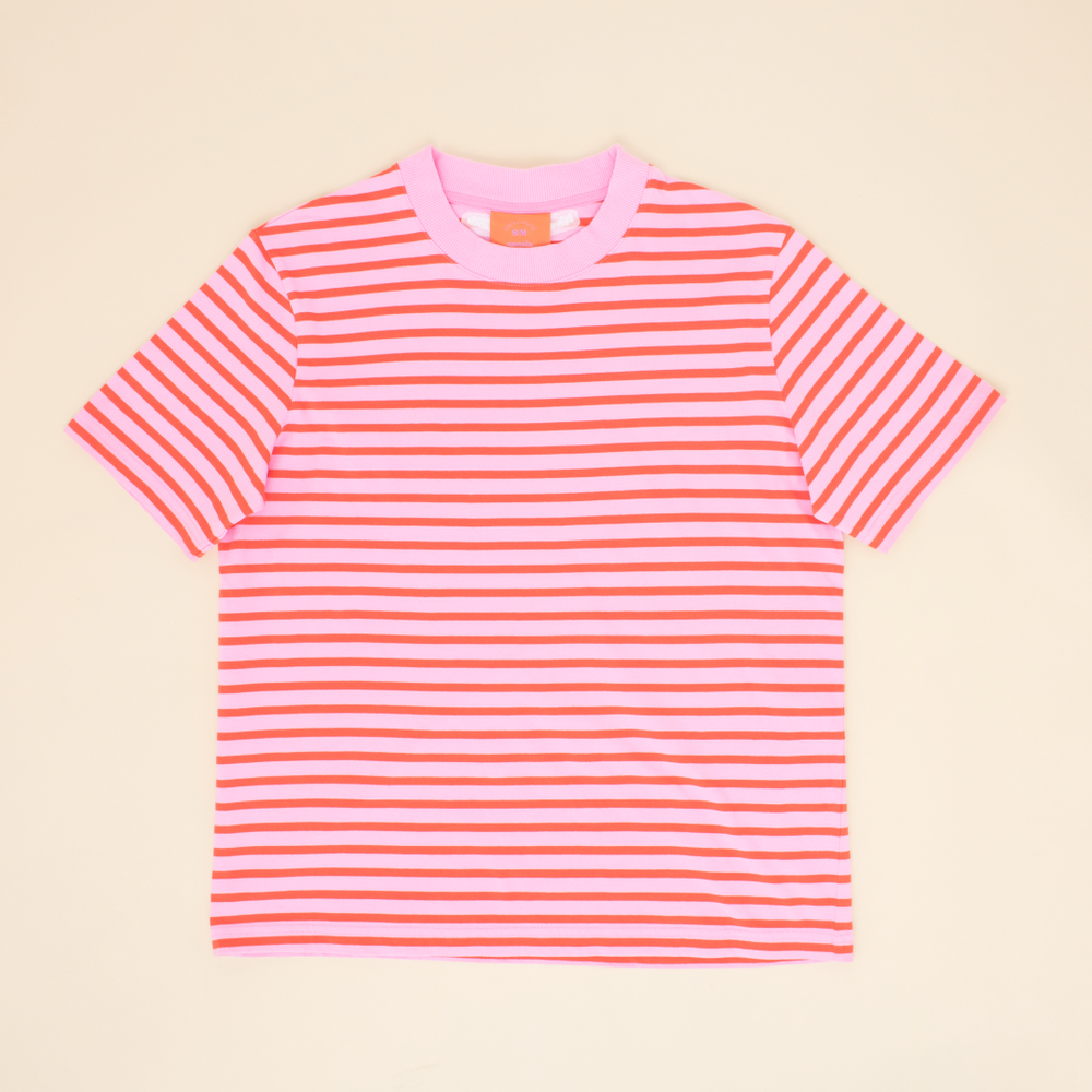 popeia - T-Shirt Gestreift Pink/Rot - WERTE FREUNDE