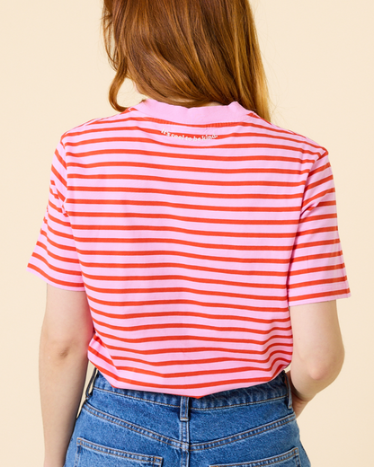 popeia - T-Shirt Gestreift Pink/Rot - WERTE FREUNDE