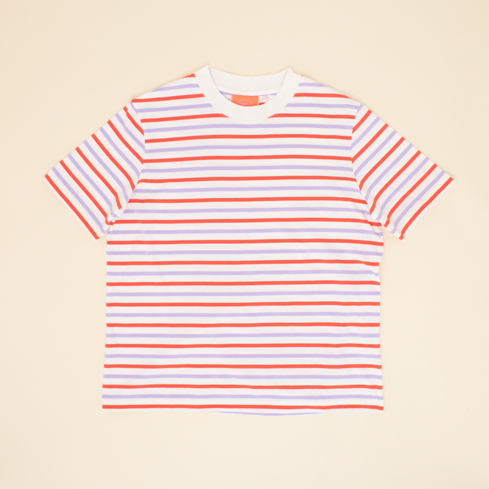 popeia - T-Shirt Gestreift Rot/Lila/Weiß - WERTE FREUNDE