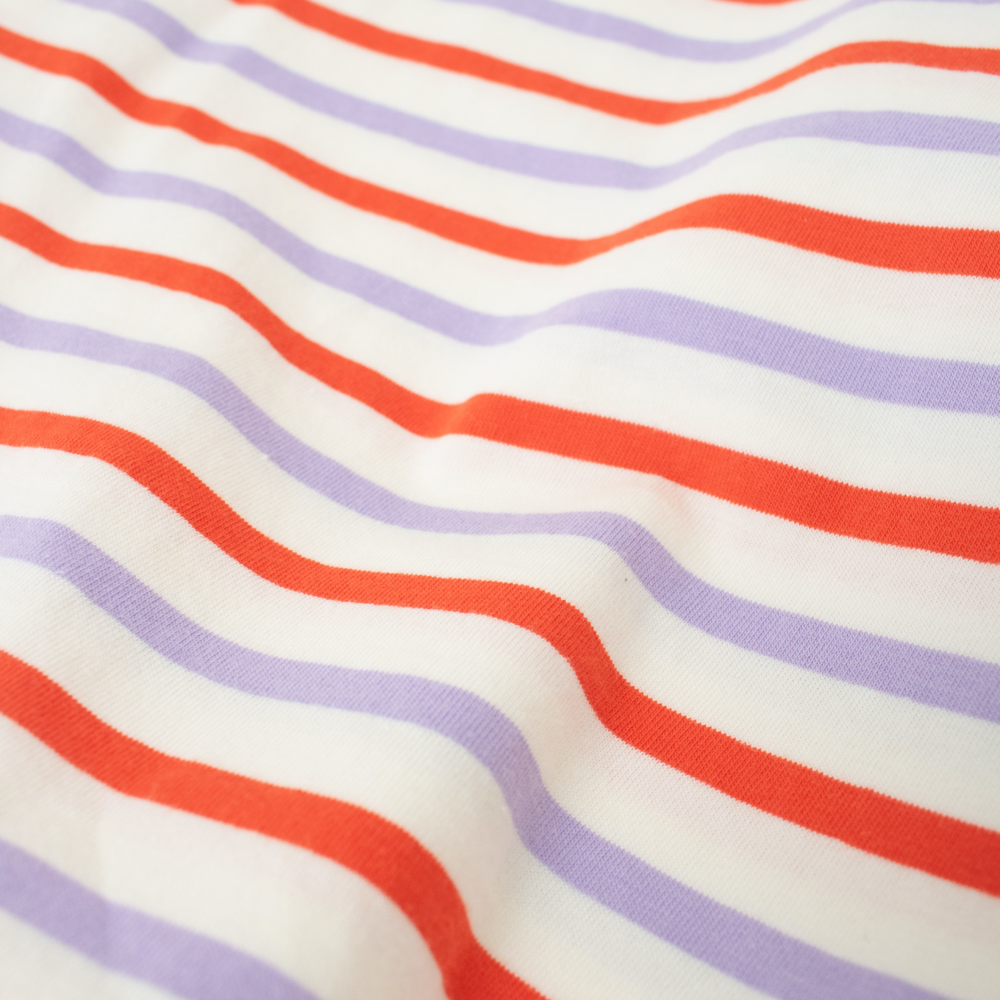 popeia - T-Shirt Gestreift Rot/Lila/Weiß - WERTE FREUNDE