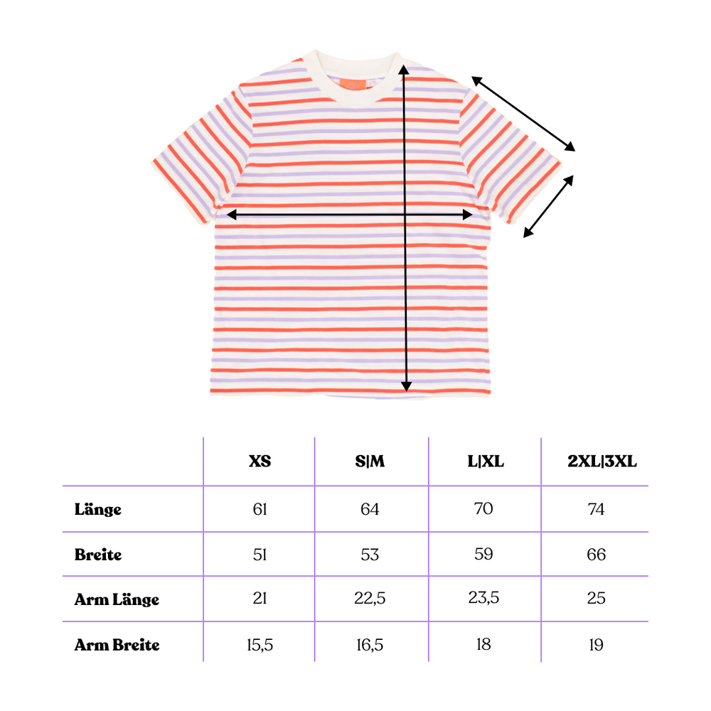 popeia - T-Shirt Gestreift Rot/Lila/Weiß - WERTE FREUNDE