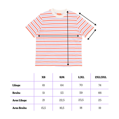 popeia - T-Shirt Gestreift Rot/Lila/Weiß - WERTE FREUNDE