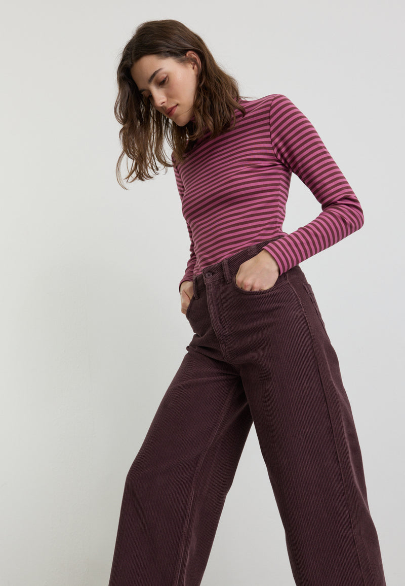 recolution - Pants ERICA CORDUROY dark plum - WERTE FREUNDE