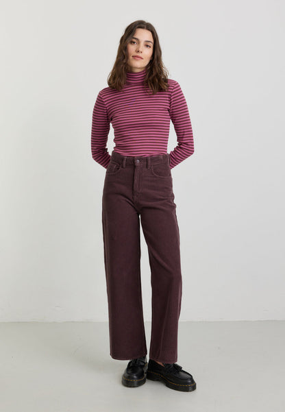 recolution - Pants ERICA CORDUROY dark plum - WERTE FREUNDE