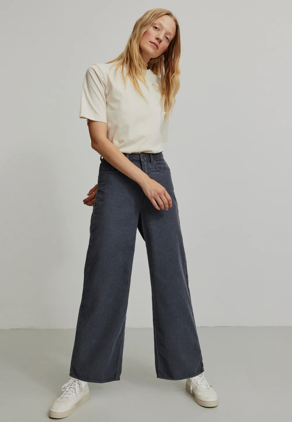 recolution - Pants ERICA CORDUROY denim blue - WERTE FREUNDE