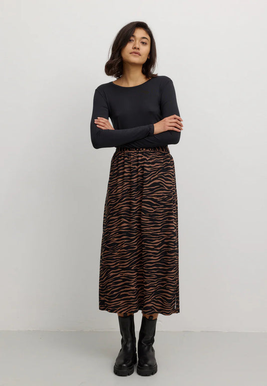 recolution - Skirt HOLLY ZEBRA cognac brown - WERTE FREUNDE