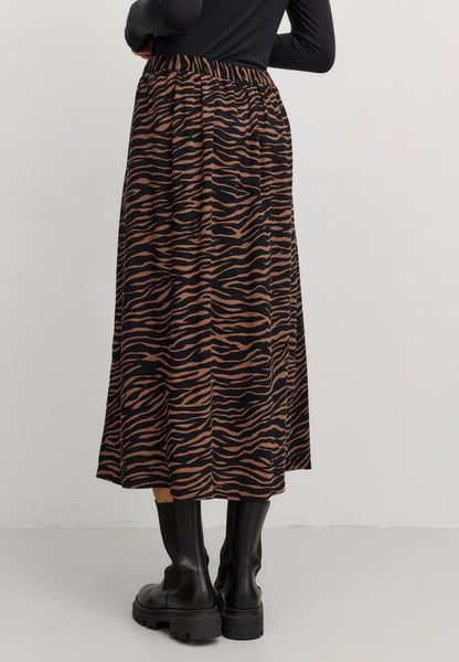 recolution - Skirt HOLLY ZEBRA cognac brown - WERTE FREUNDE